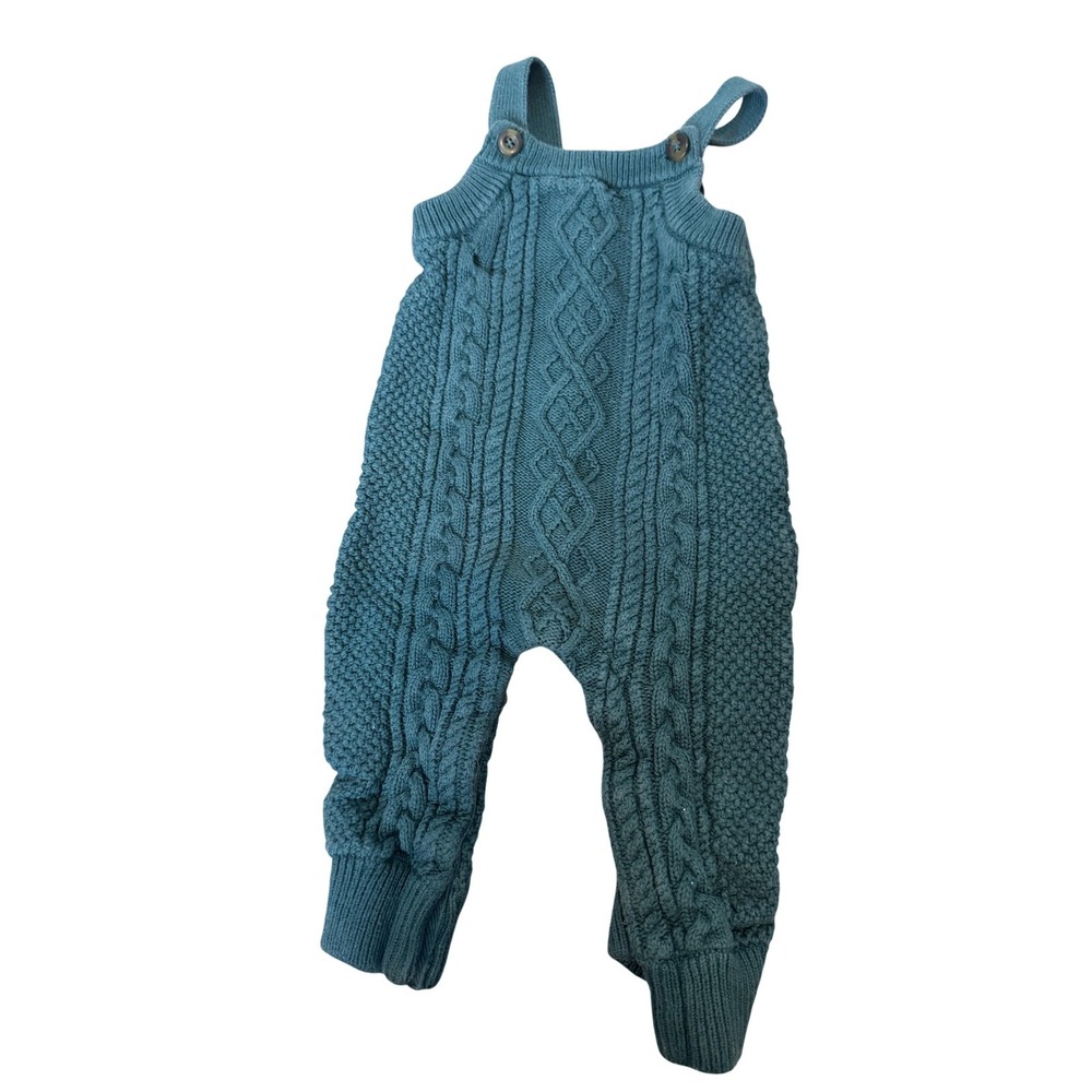 Hanna Andersson Knit Overalls Baby‎ 12-18 Months Green Cable One Piece